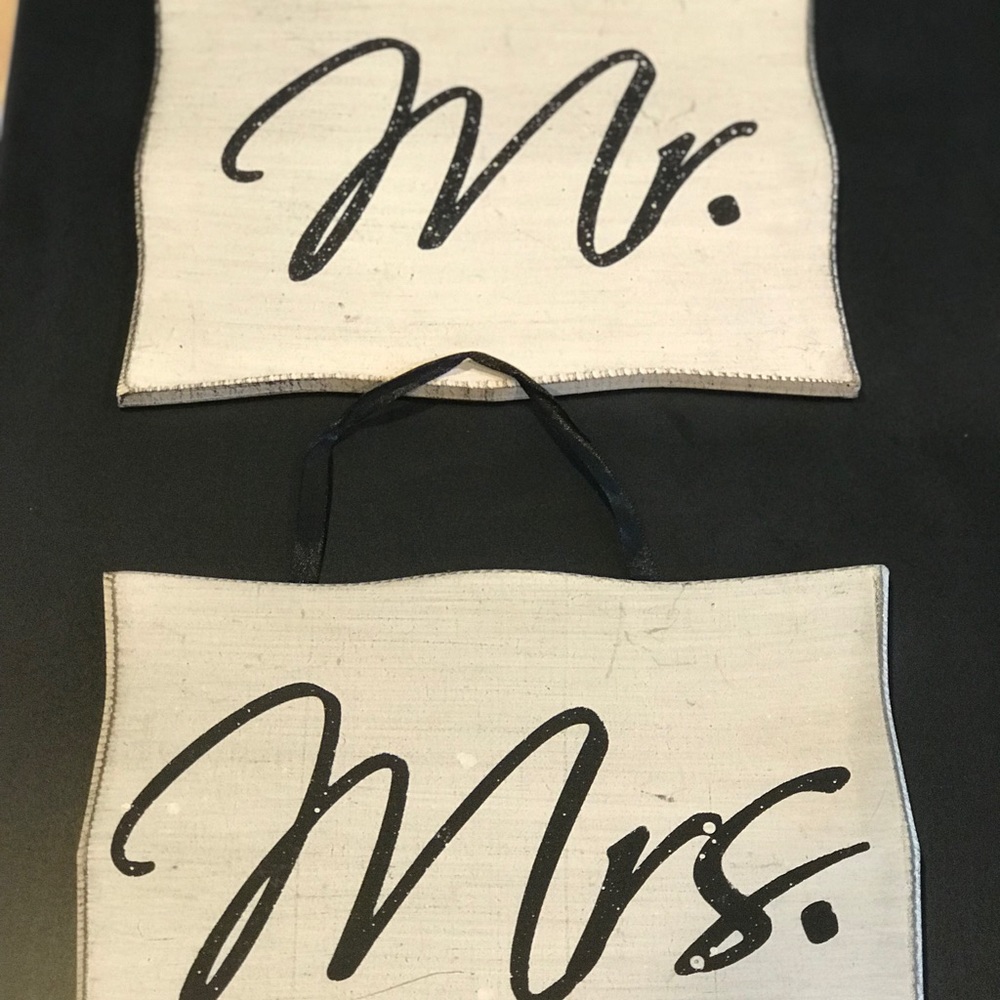 Mr. and Mrs. signs
